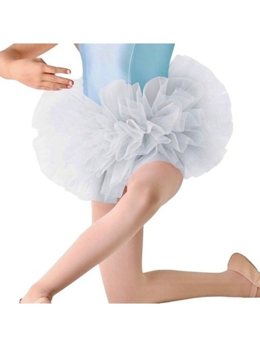 Leos Ladies Bando Short 7 Layer Mesh Tutu White Adult OS Performance Dancewear